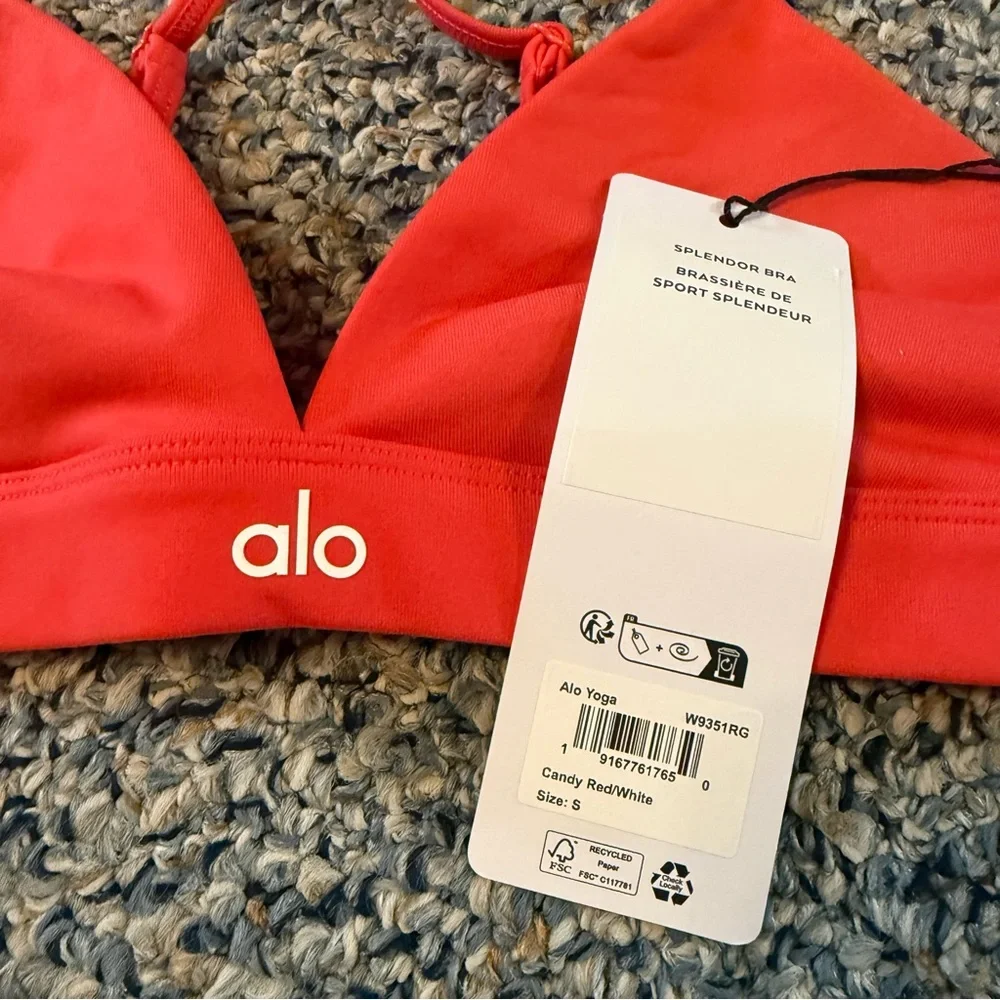 NWT ALO YOGA Candy Red Set: Match Point Tennis Skirt and Splendor Bra - Picture 4 of 11